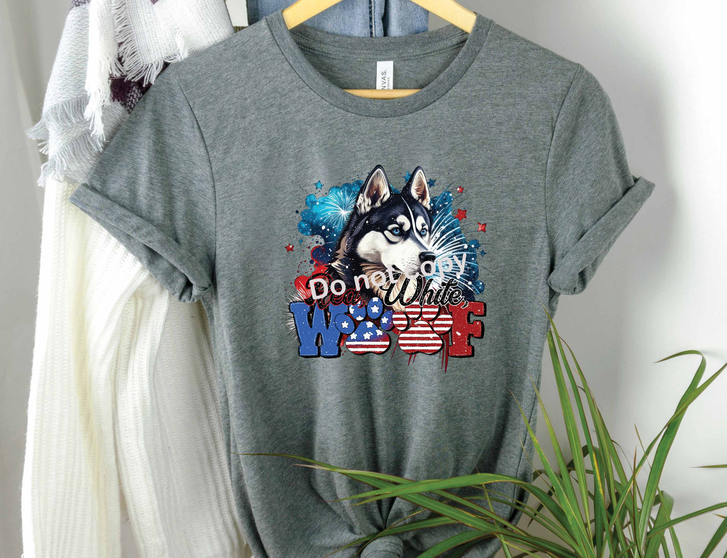 4th of July White woof DTF Transfer