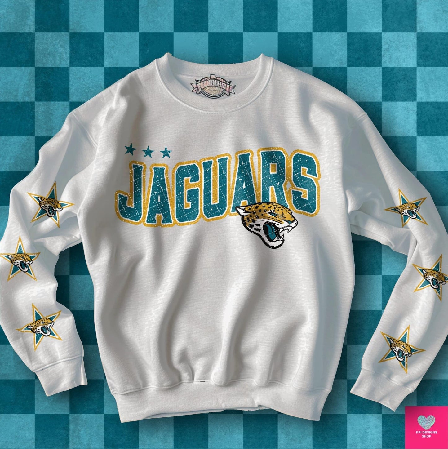 Football Team Jaguars with stars on sleeves DTF