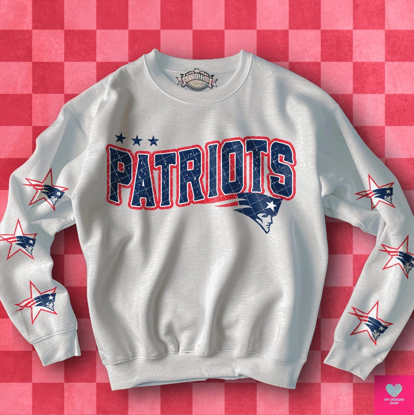 Football Team Patriots with stars on sleeves DTF