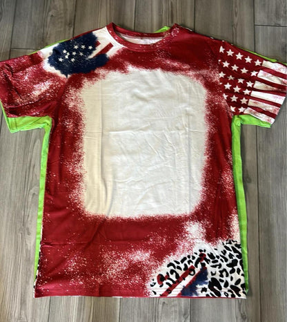 Bleached Red with faux white stars and leopard BUY IN closes 6/24