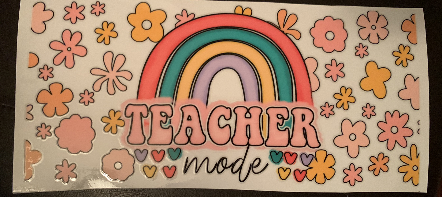 UV DTF Printed Sticker wrap for 16oz Libby glass-Teacher Mode hobo