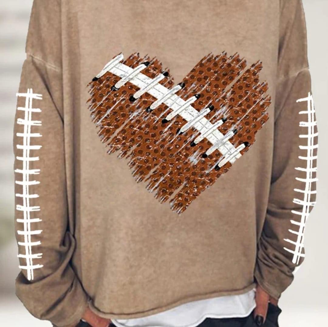 Football heart with lace sleeves DTF Transfer