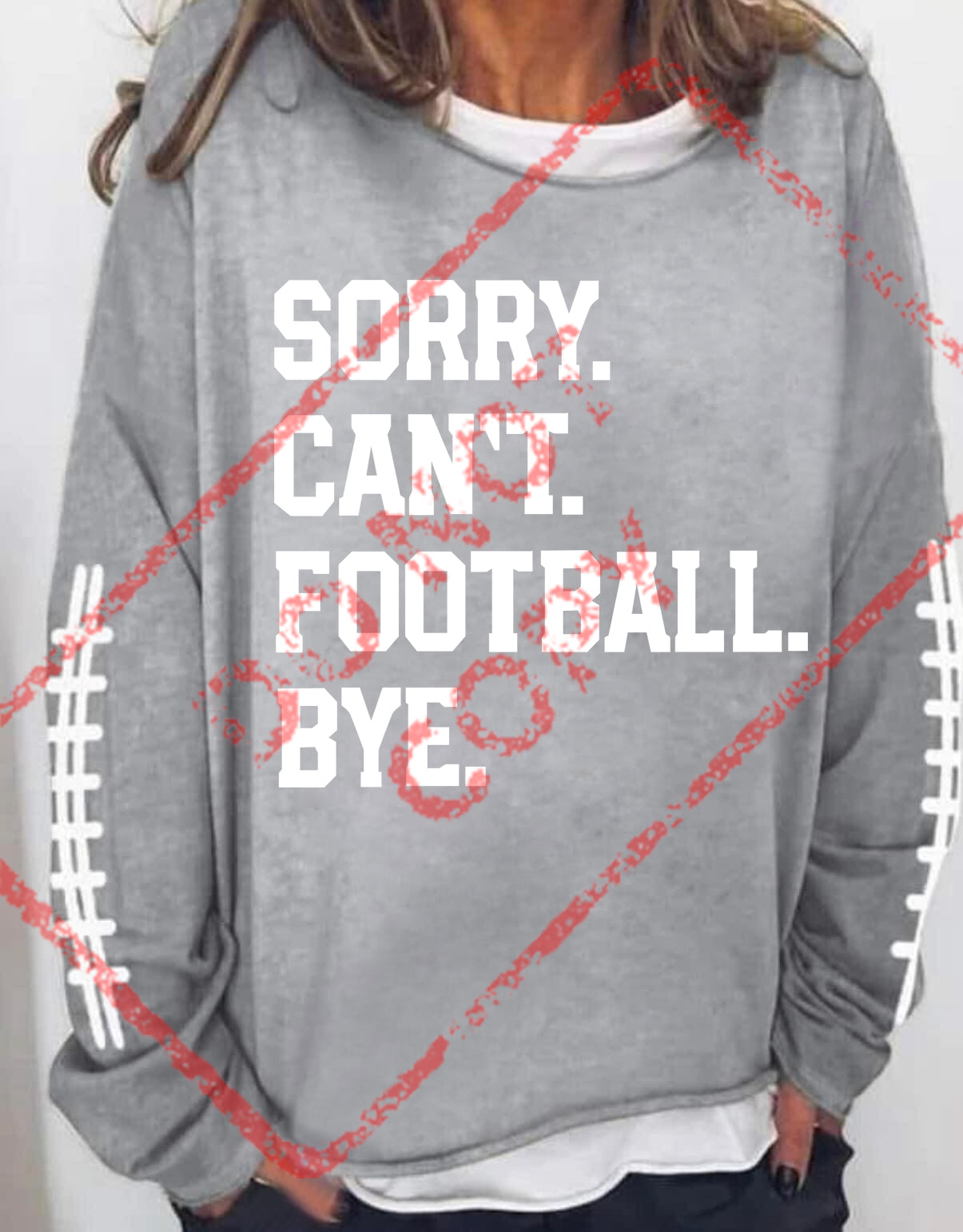 Sorry cant football bye with lace sleeves DTF Transfer