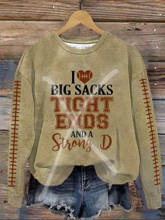 Football I love big sacks and a strong D with lace sleeves DTF Transfer