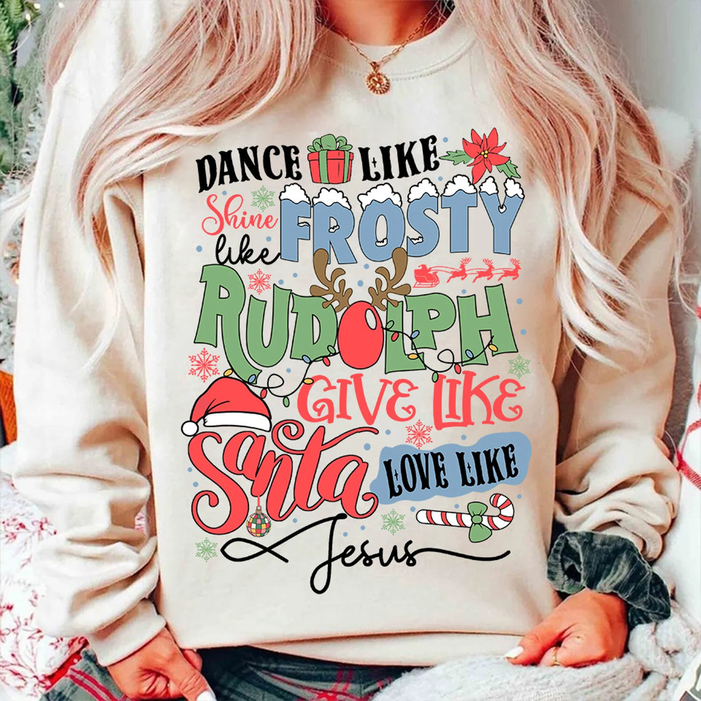 Christmas Dance like frosty Love like Jesus DTF Transfer