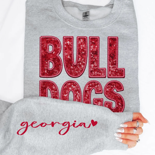 Bulldog georgia Faux sequin DTF TRANSFER