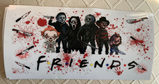 UV DTF Printed Sticker  wrap for 16oz Libby glass- Halloween Friends