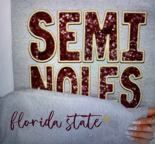 Florida seminoles Faux sequin DTF TRANSFER