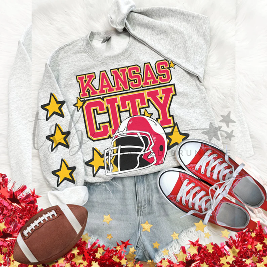 Kansas City with Helmet and big stars sleeve DTF TRANSFER