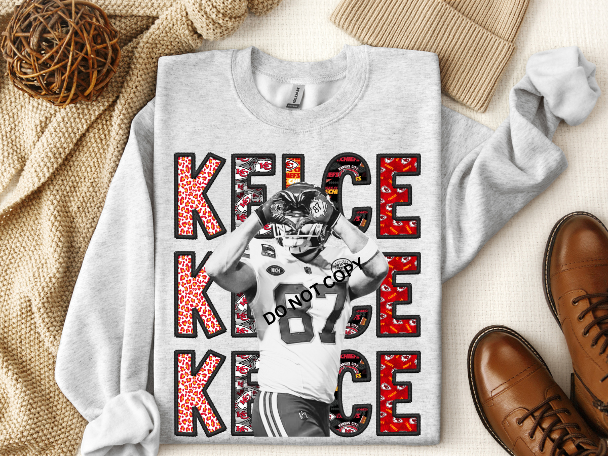 Kansas City Kelce pattern bk/wh pic DTF Transfer