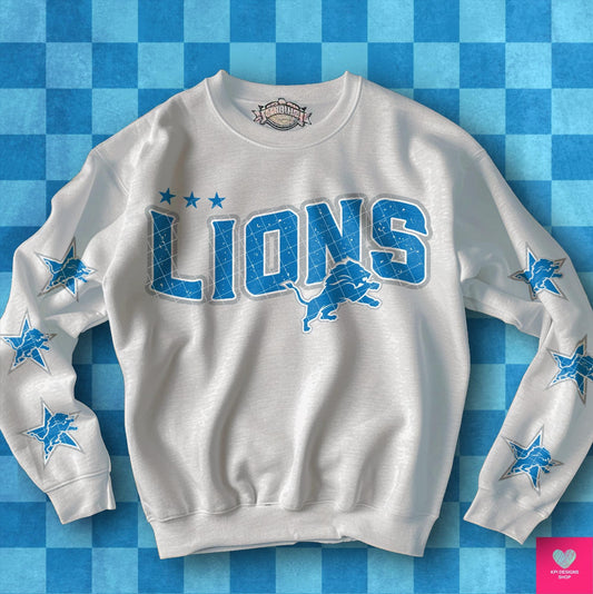 Football Team Lions with stars on sleeves DTF