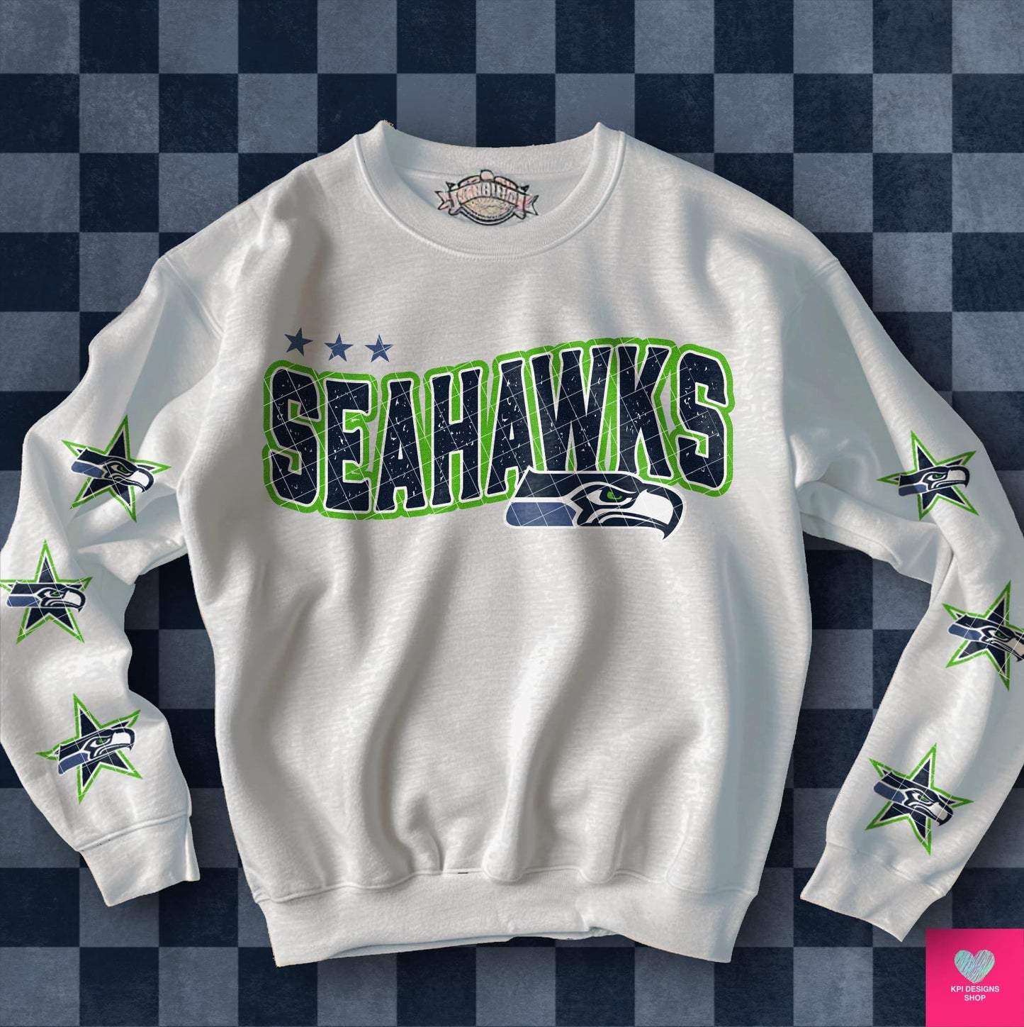 Football Team Seahawks with stars on sleeves DTF