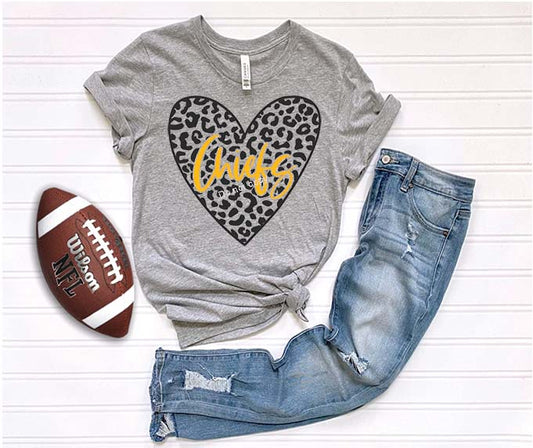 Kansas City black leopard heart with yellow text DTF Transfer