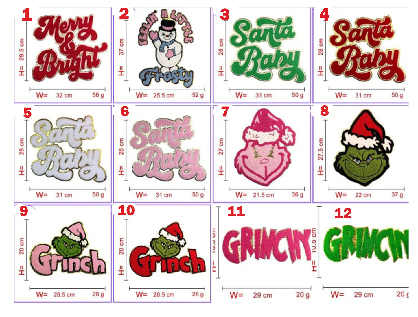 Christmas Chenille Patches BUY IN