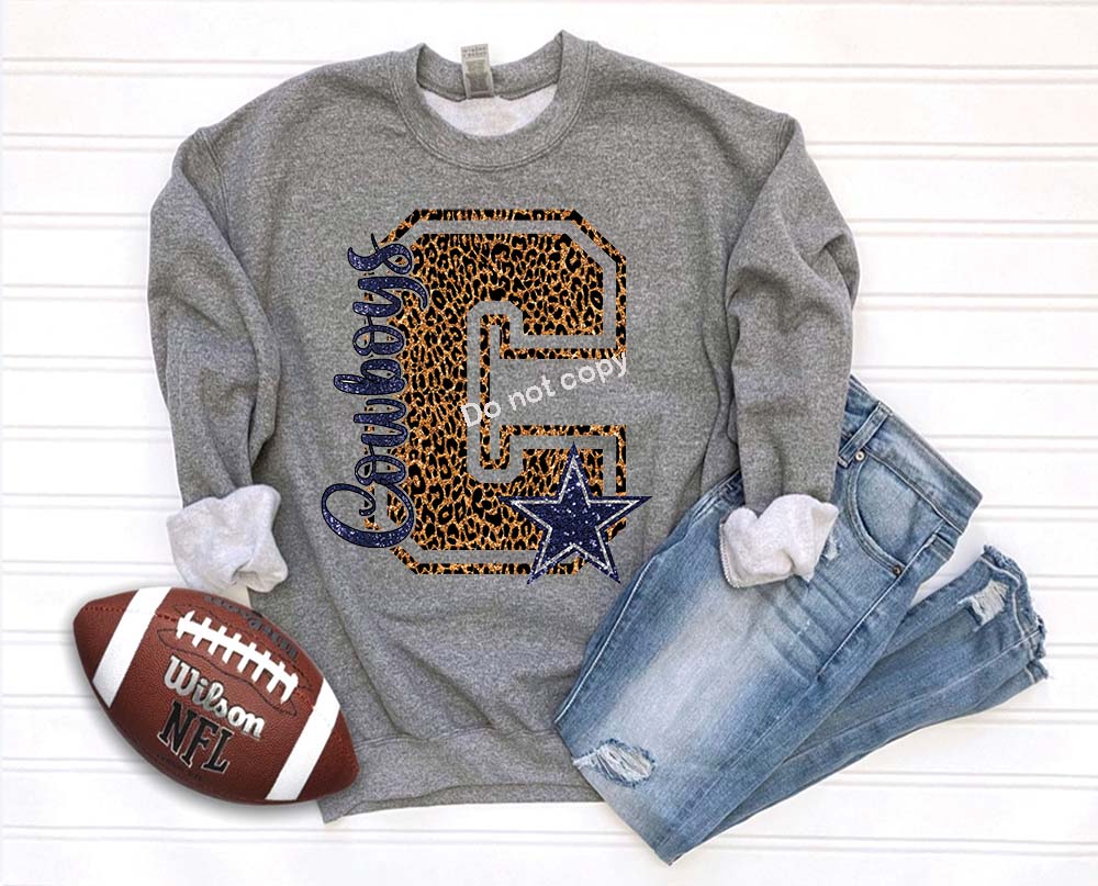 Cowboys D with leopard DTF TRANSFER