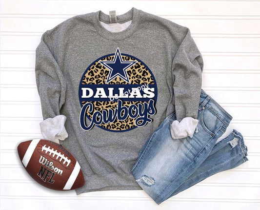 Cowboys circle with leopard and star DTF TRANSFER