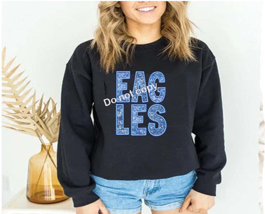 Eagles light blue Faux sequin DTF TRANSFER