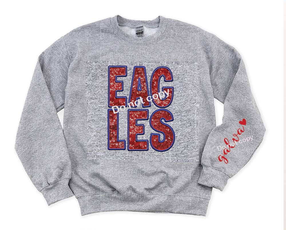 Eagles red and blue Faux sequin DTF TRANSFER