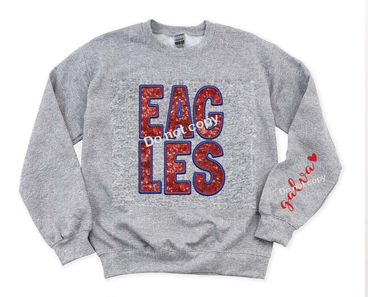 Eagles red and blue Faux sequin DTF TRANSFER