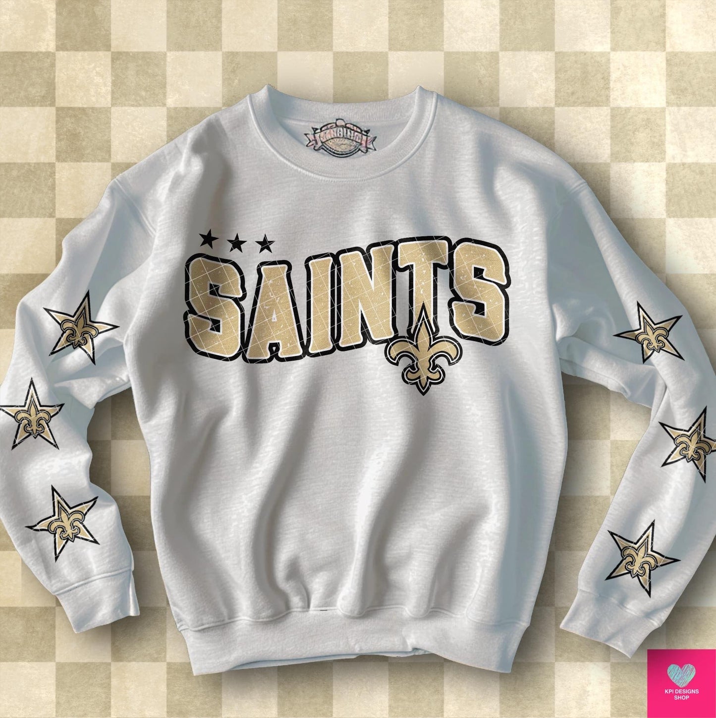 Football Team Saints with stars on sleeves DTF