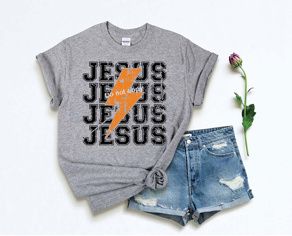 Jesus repeat with lightning bolt DTF TRANSFER