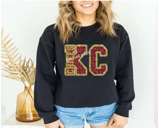 Kansas City KC Red/Gold Sequin DTF Transfer