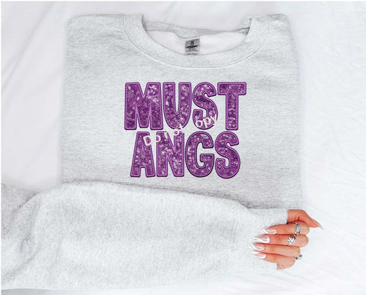 Mustangs purple Faux sequin DTF TRANSFER