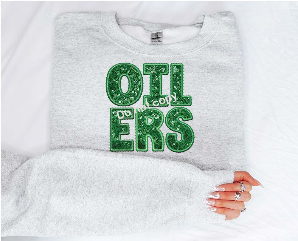 Oilers Faux sequin DTF TRANSFER