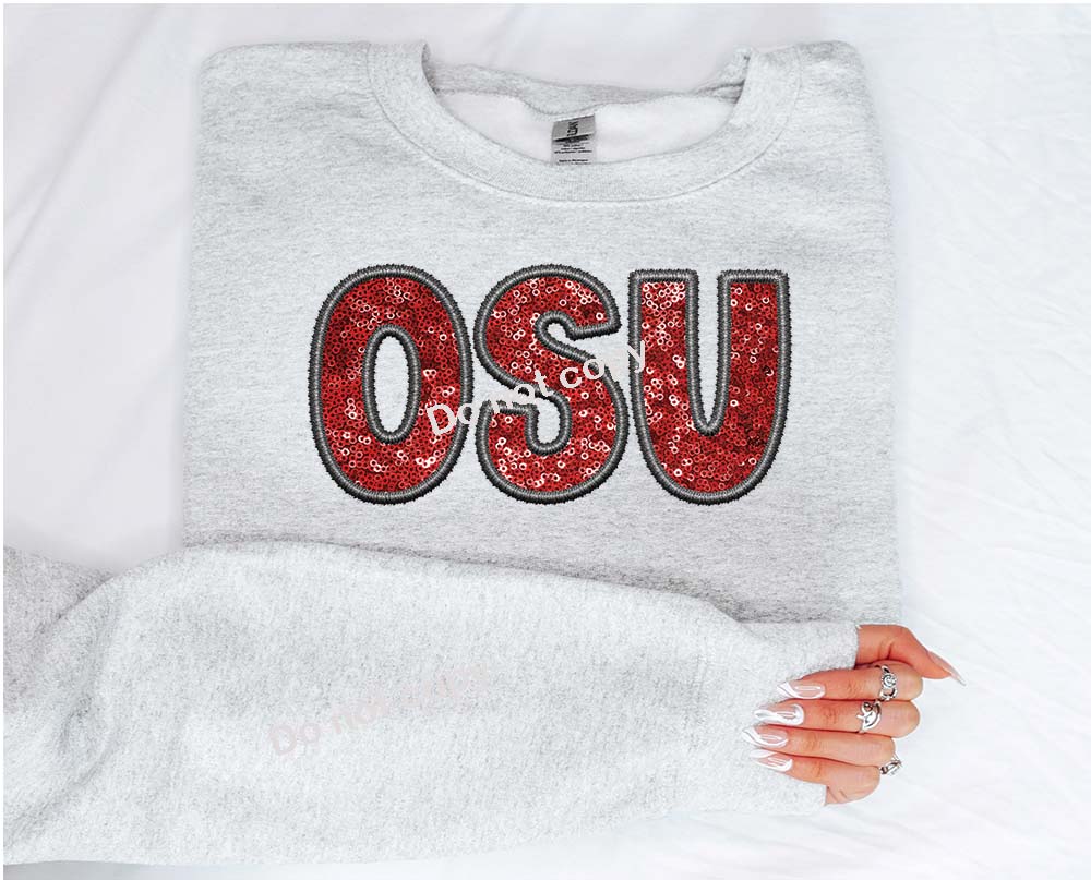 OSU red grey Faux sequin DTF TRANSFER