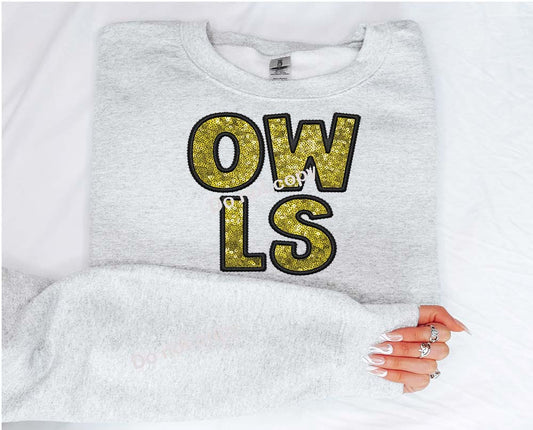 Owls Faux sequin DTF TRANSFER