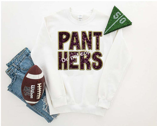 Panthers maroon and gold Faux sequin DTF TRANSFER