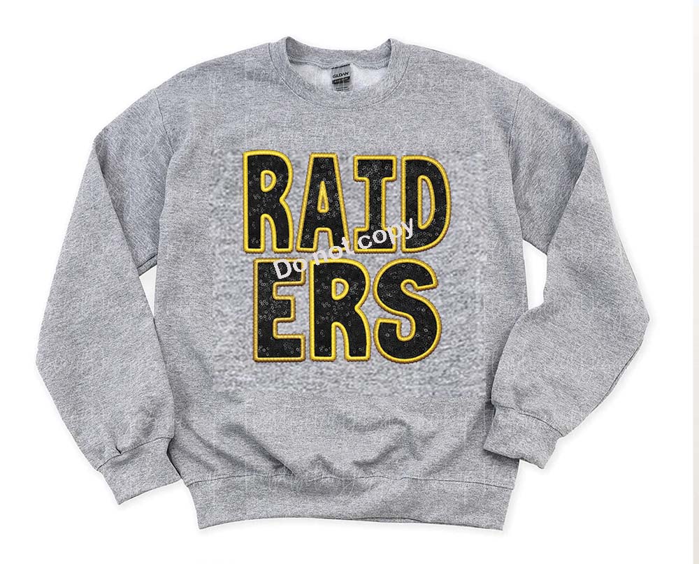 Raiders black and gold Faux sequin DTF TRANSFER