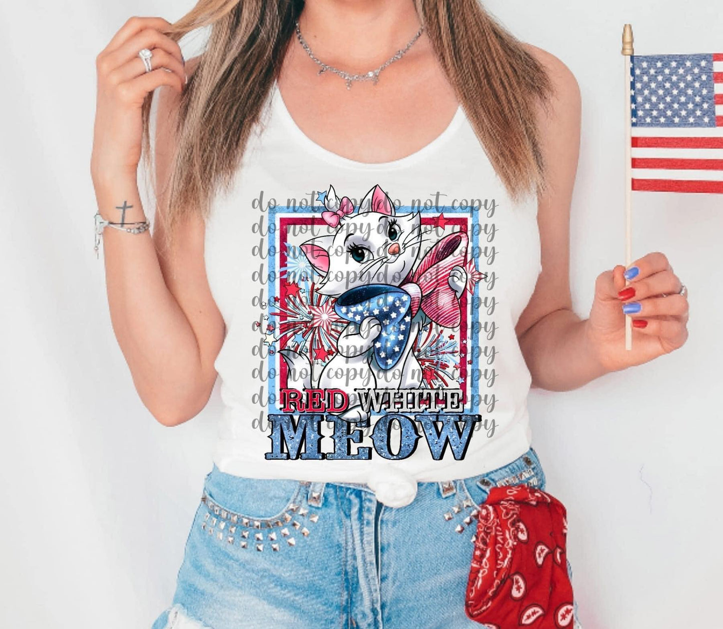 4th of July Red white meow DTF Transfer