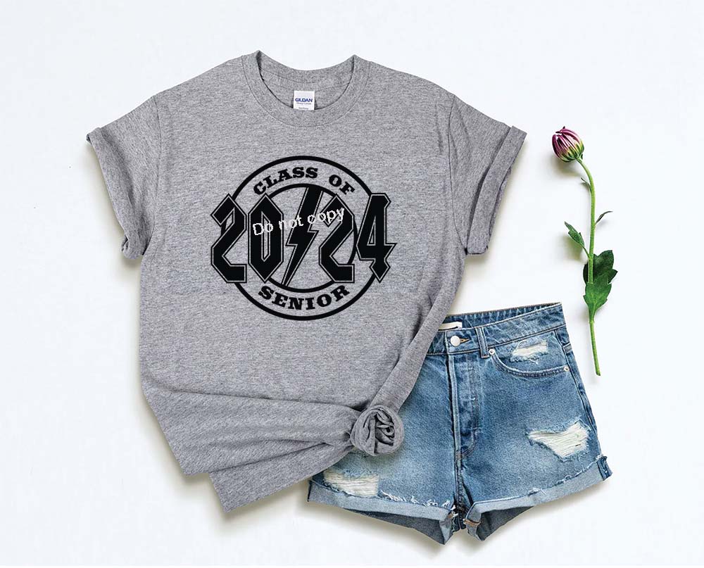 Senior 2024 Black with lightning bolt circle DTF Transfer