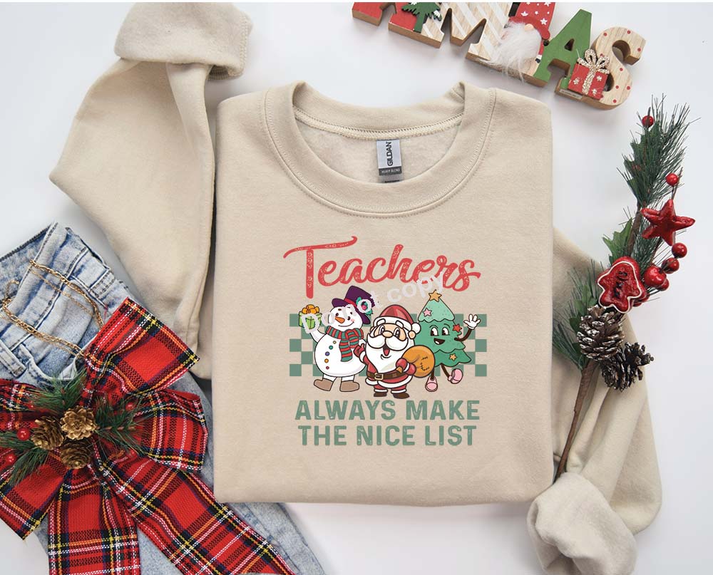 Christmas Teacher always makes the nice list DTF Transfer