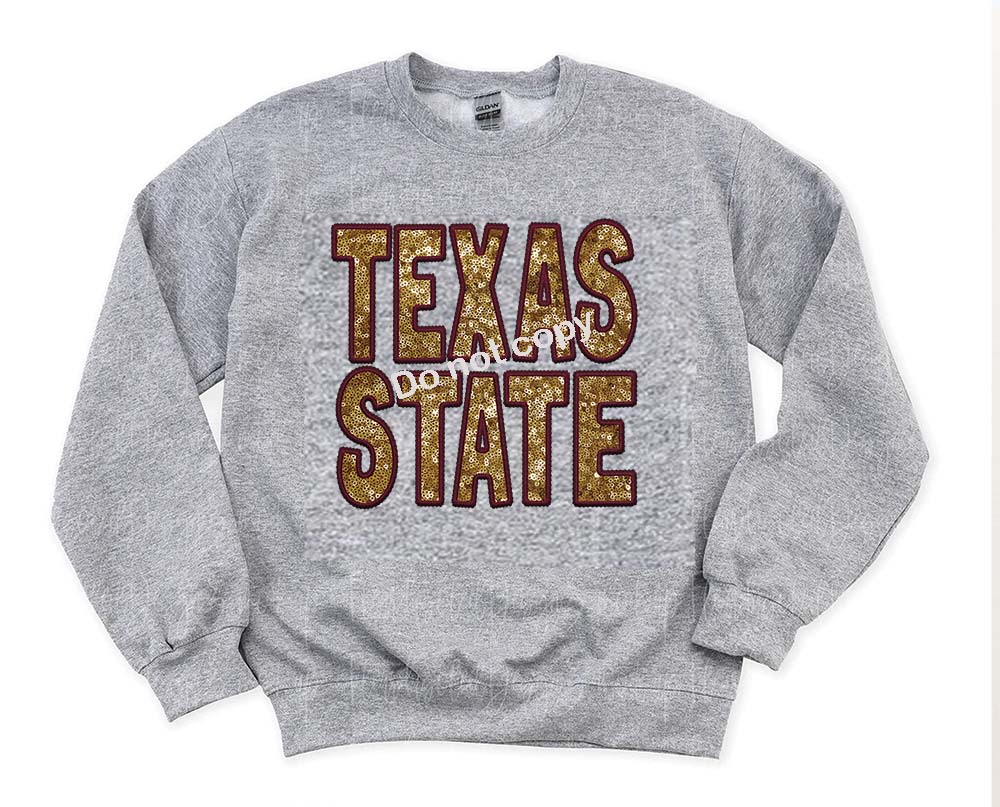 Texas state sequin DTF TRANSFER