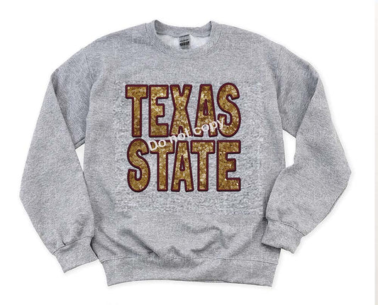 Texas state sequin DTF TRANSFER