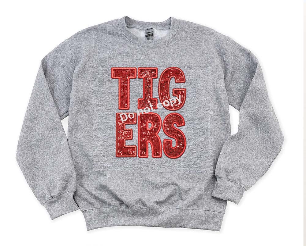 Tigers red Faux sequin DTF TRANSFER