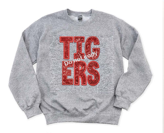 Tigers red Faux sequin DTF TRANSFER