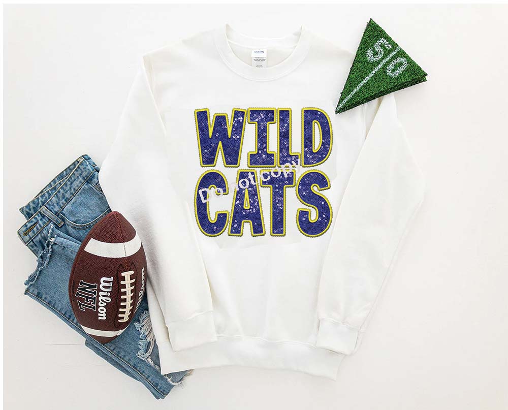 Wildcats blue and gold Faux sequin DTF TRANSFER