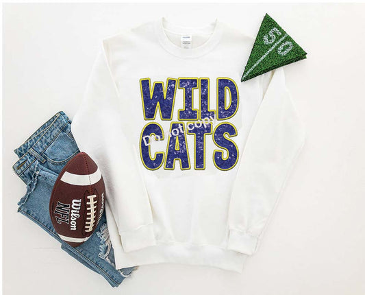 Wildcats blue and gold Faux sequin DTF TRANSFER