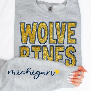 Wolverines Faux sequin DTF TRANSFER
