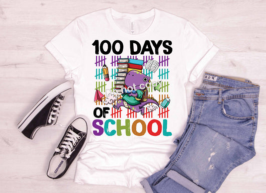 100 days of school Purple dino DTF TRANSFER