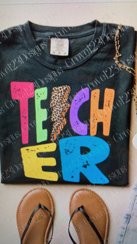 Teacher with lightning bolt DTF Transfer