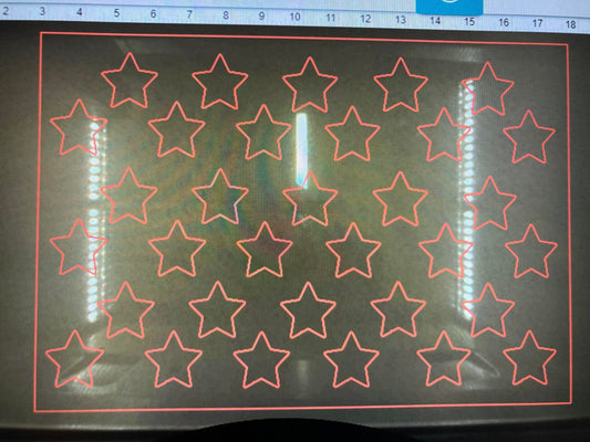 1/8" Acrylic Stencil Big Stars 1.5" staggard 10x16