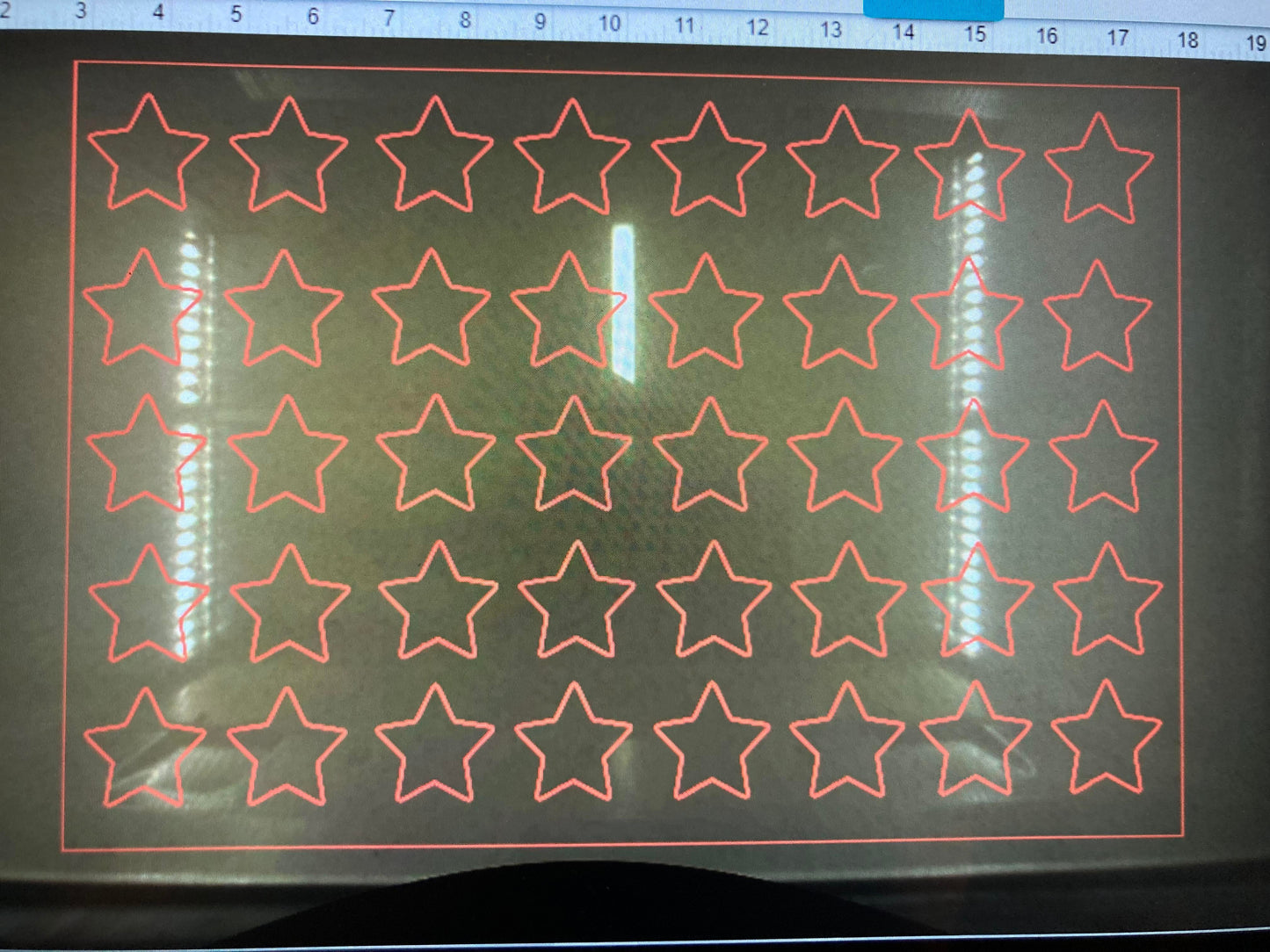 1/8" Acrylic Stencil Big Stars 1.5" straight line 10x16