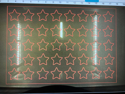 1/8" Acrylic Stencil Big Stars 1.5" straight line 10x16