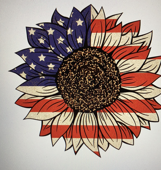 4th of July Sunflower flag  DTF Transfer