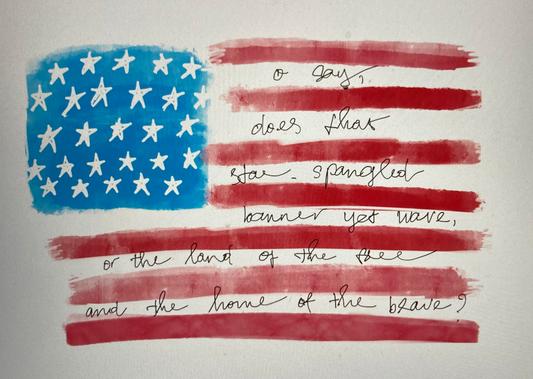 4th of July American Flag with print  DTF Transfer