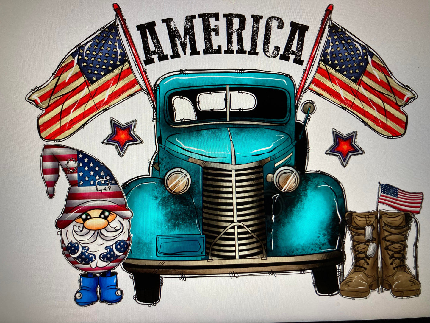 4th of July America Truck DTF Transfer